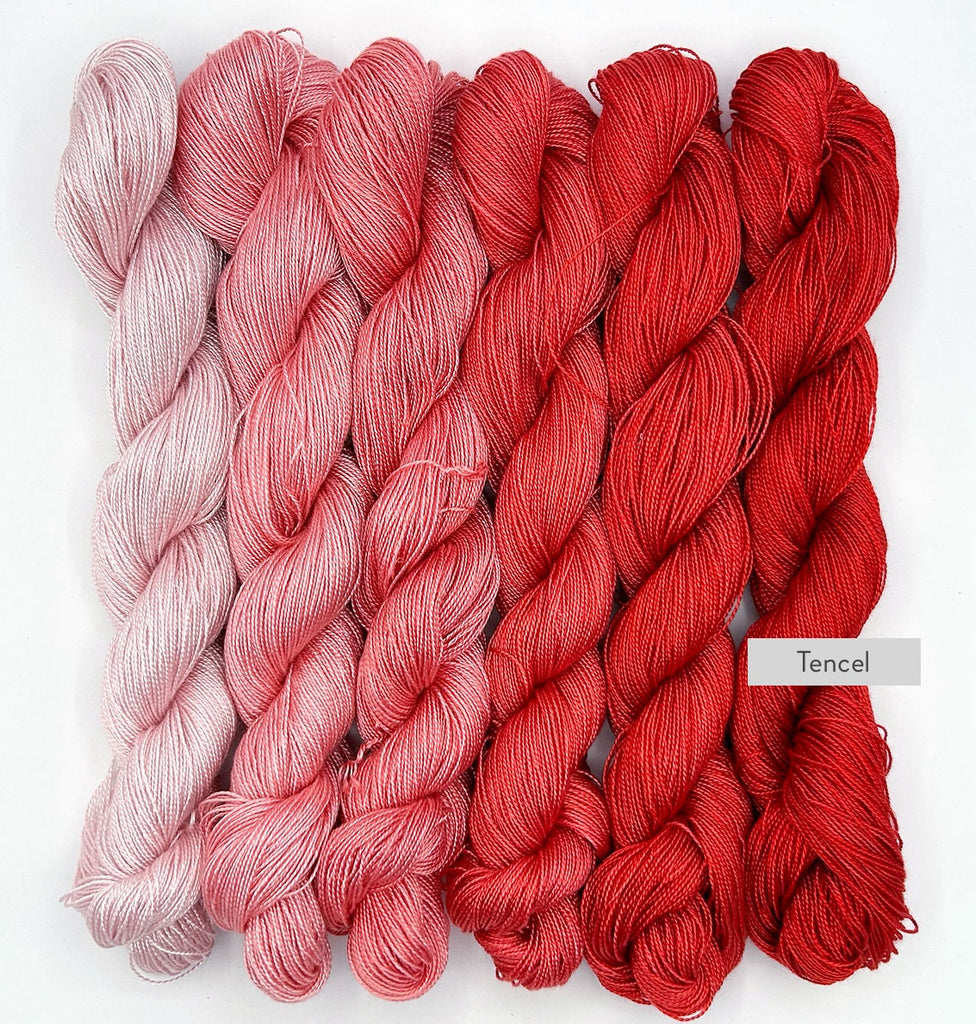 Amaryllis Tencel™ Hand-Dyed Ombré Yarn Palette