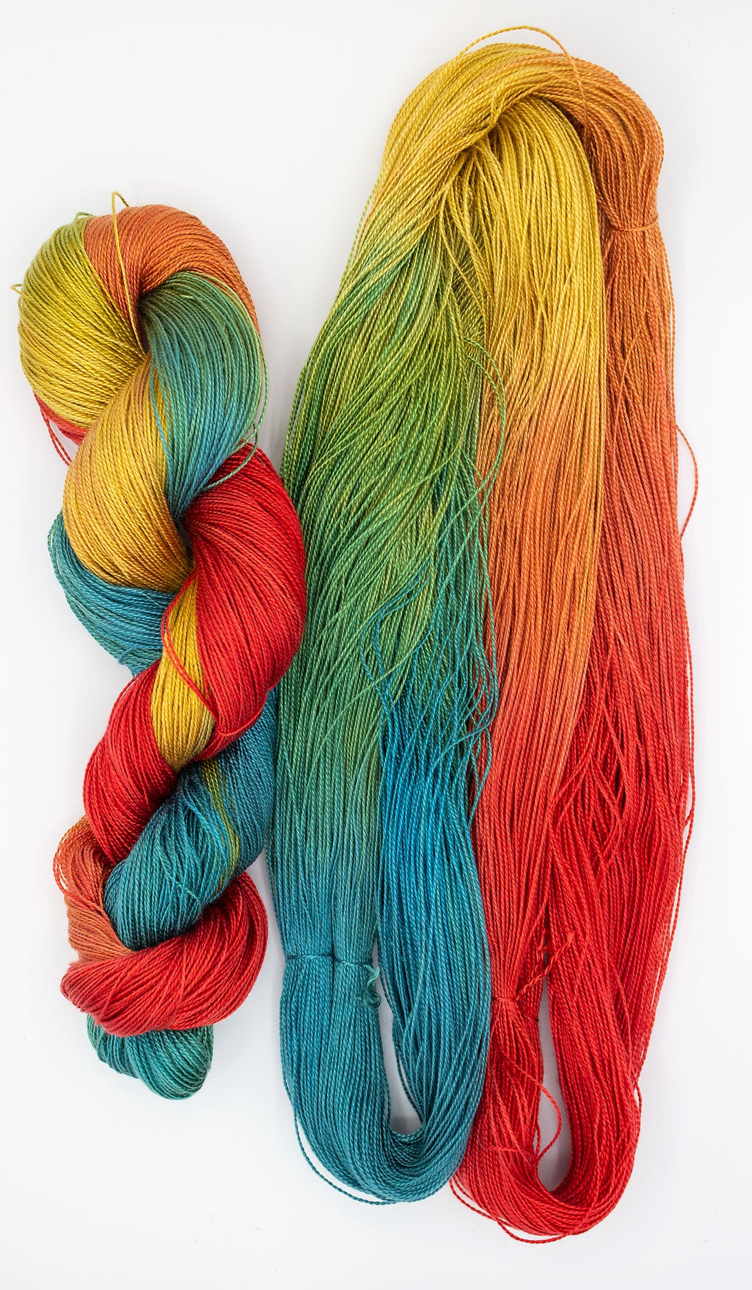 Multi-colored variegated yarn. Skeins background