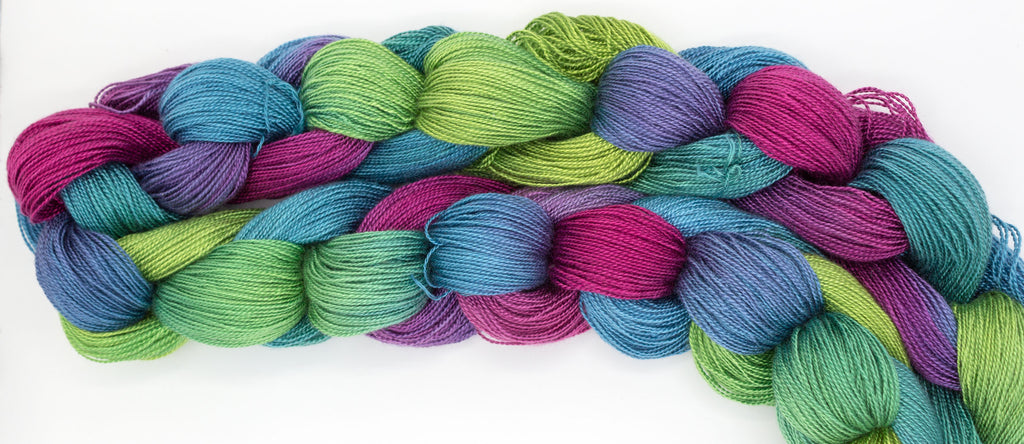 Mardi Gras Hand-Painted Tencel™ Warp Yarn by Shiny Dime Fibers