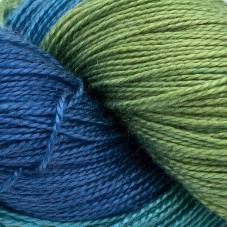 Peacock Variegated Hand-Painted Tencel™ 4 oz yarn skein by Shiny Dime Fibers